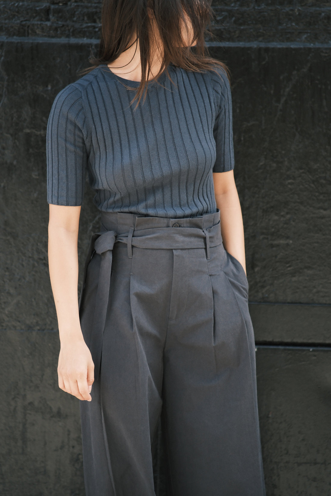 Paper-Bag Pleated Trouser - SS26 - Navy