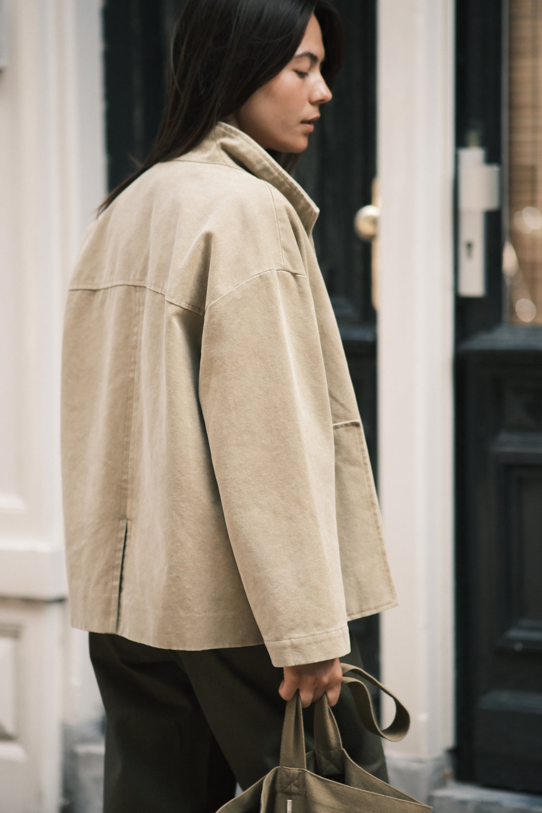 Lapel Short Coat - SS26 - Washed Tan