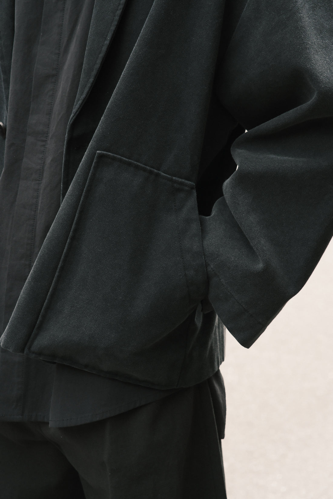 Lapel Short Coat - SS26 - Washed Black