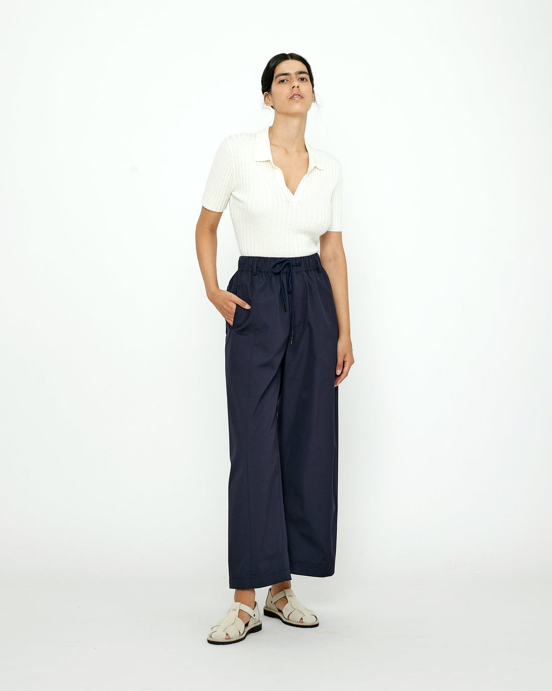 Elastic Straight-Legged Trouser - SS24 - Navy