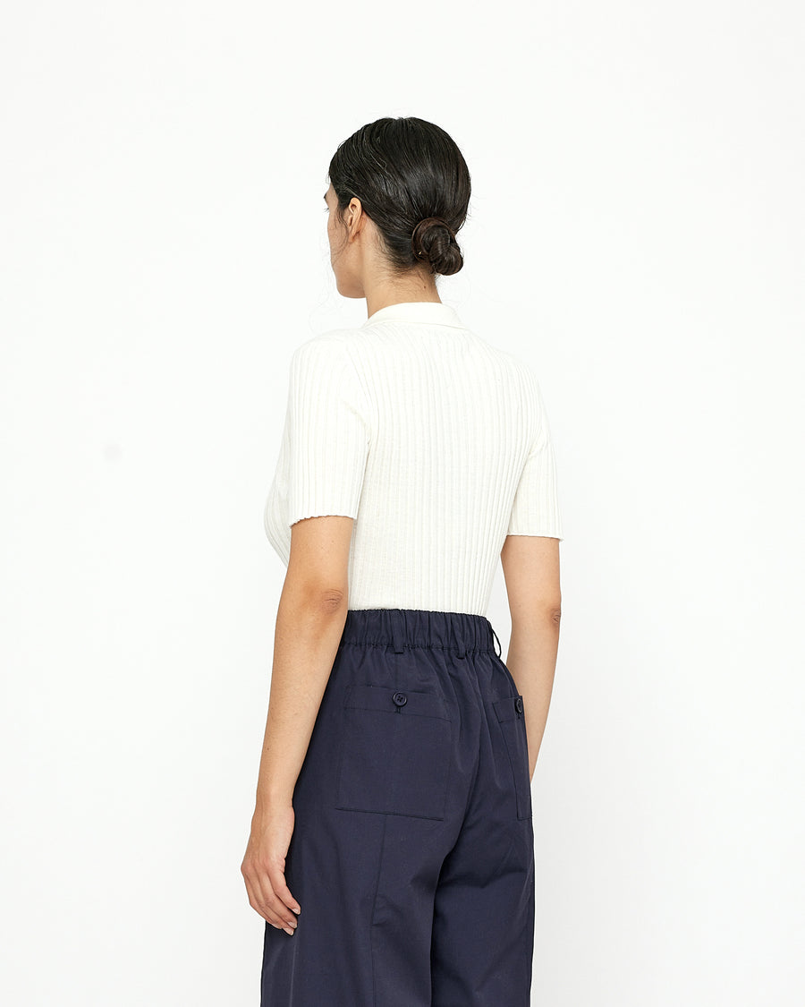 Collared V-Neck Knit Top - SS24 - Off-White