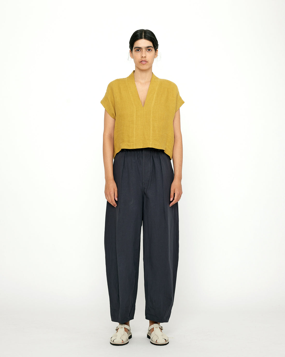 V-Neck Panel Top - SS24 - Mustard