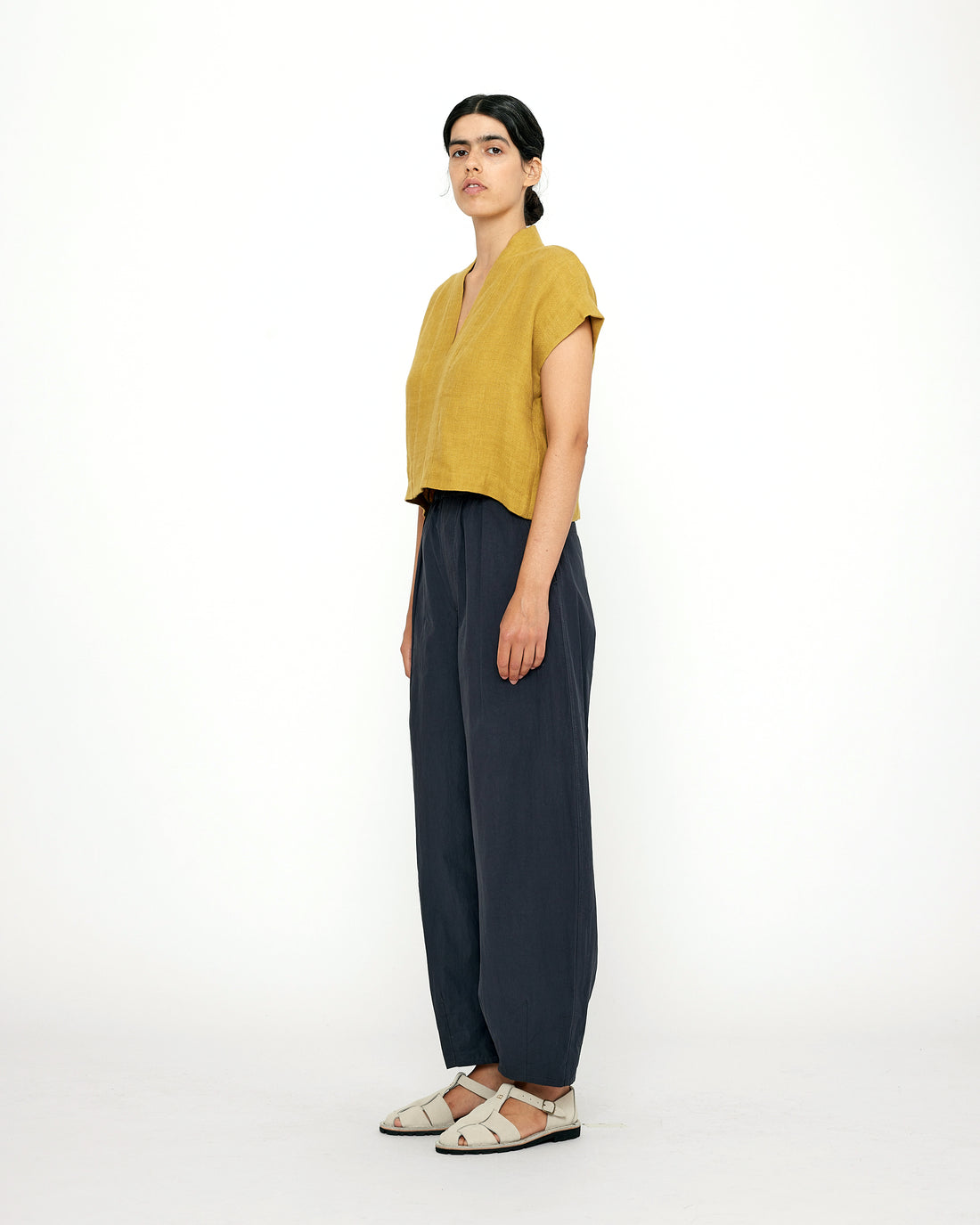 V-Neck Panel Top - SS24 - Mustard