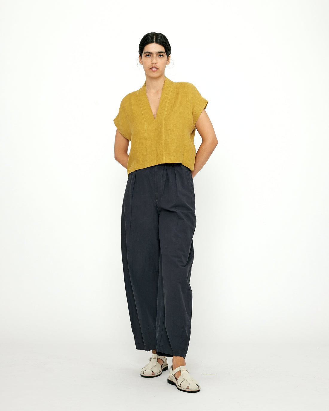 V-Neck Panel Top - SS24 - Mustard