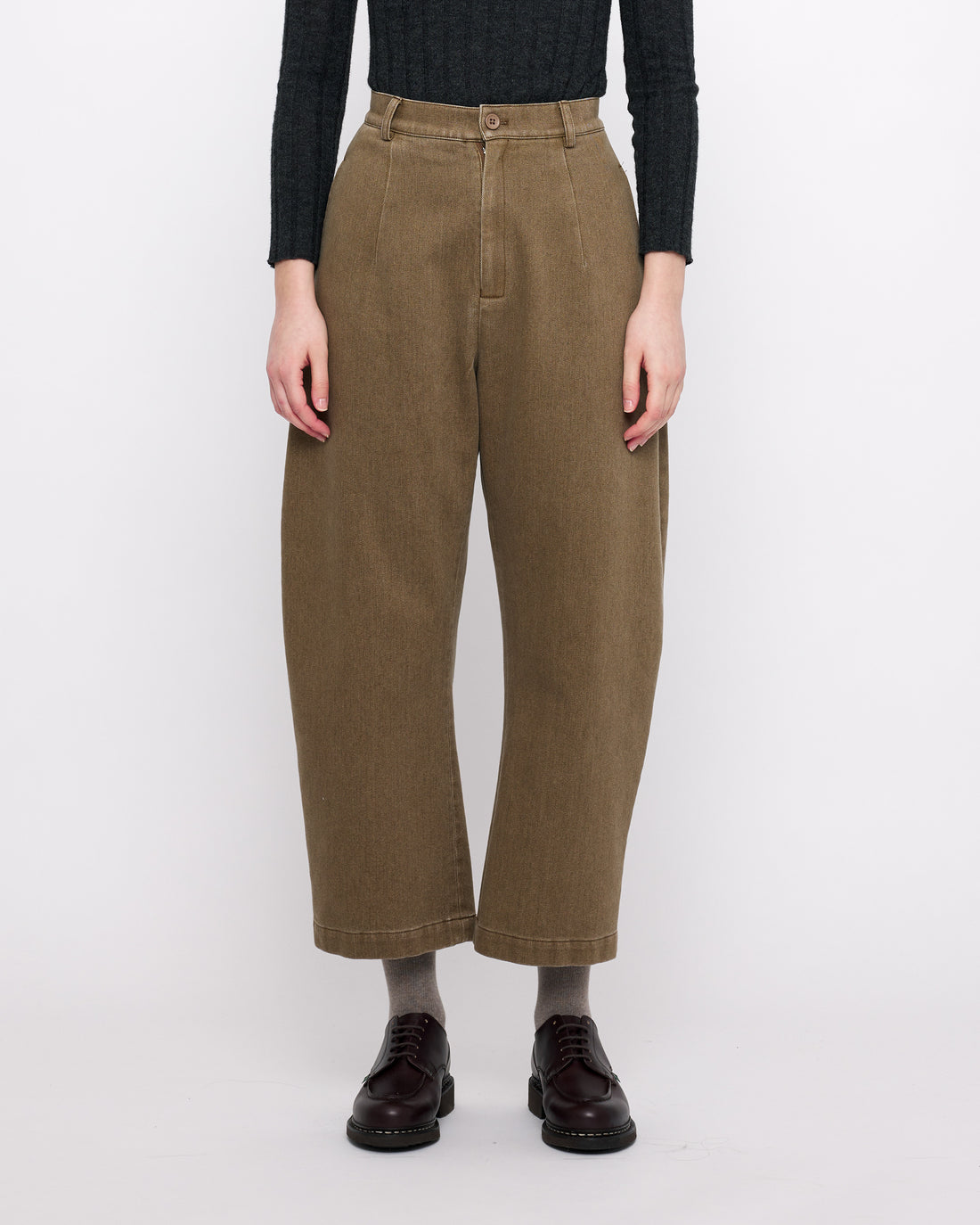 Sand-Washed Tailored Curve Legged Trouser - FW24 - Washed Walnut