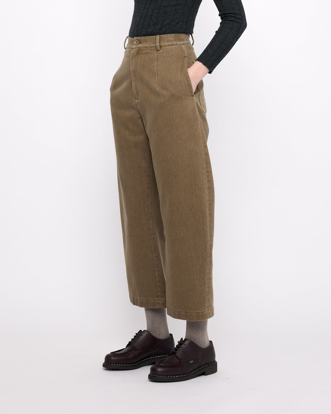 Sand-Washed Tailored Curve Legged Trouser - FW24 - Washed Walnut