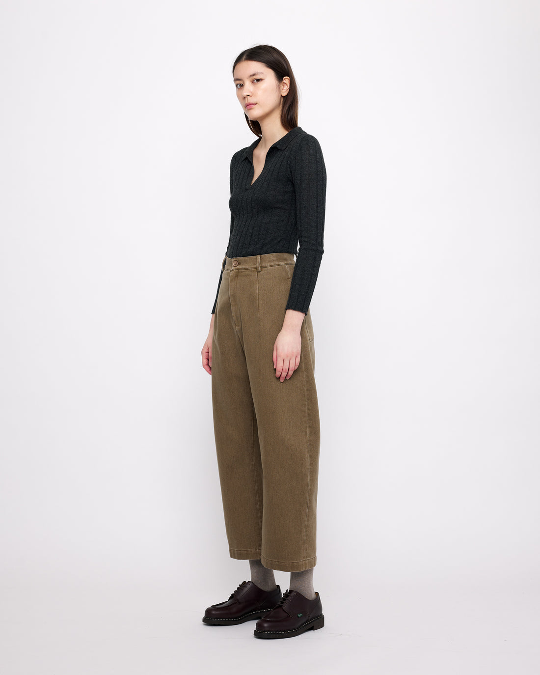 Sand-Washed Tailored Curve Legged Trouser - FW24 - Washed Walnut