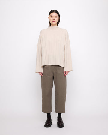 Merino Wide Ribbed Sweater - FW24 - Beige White