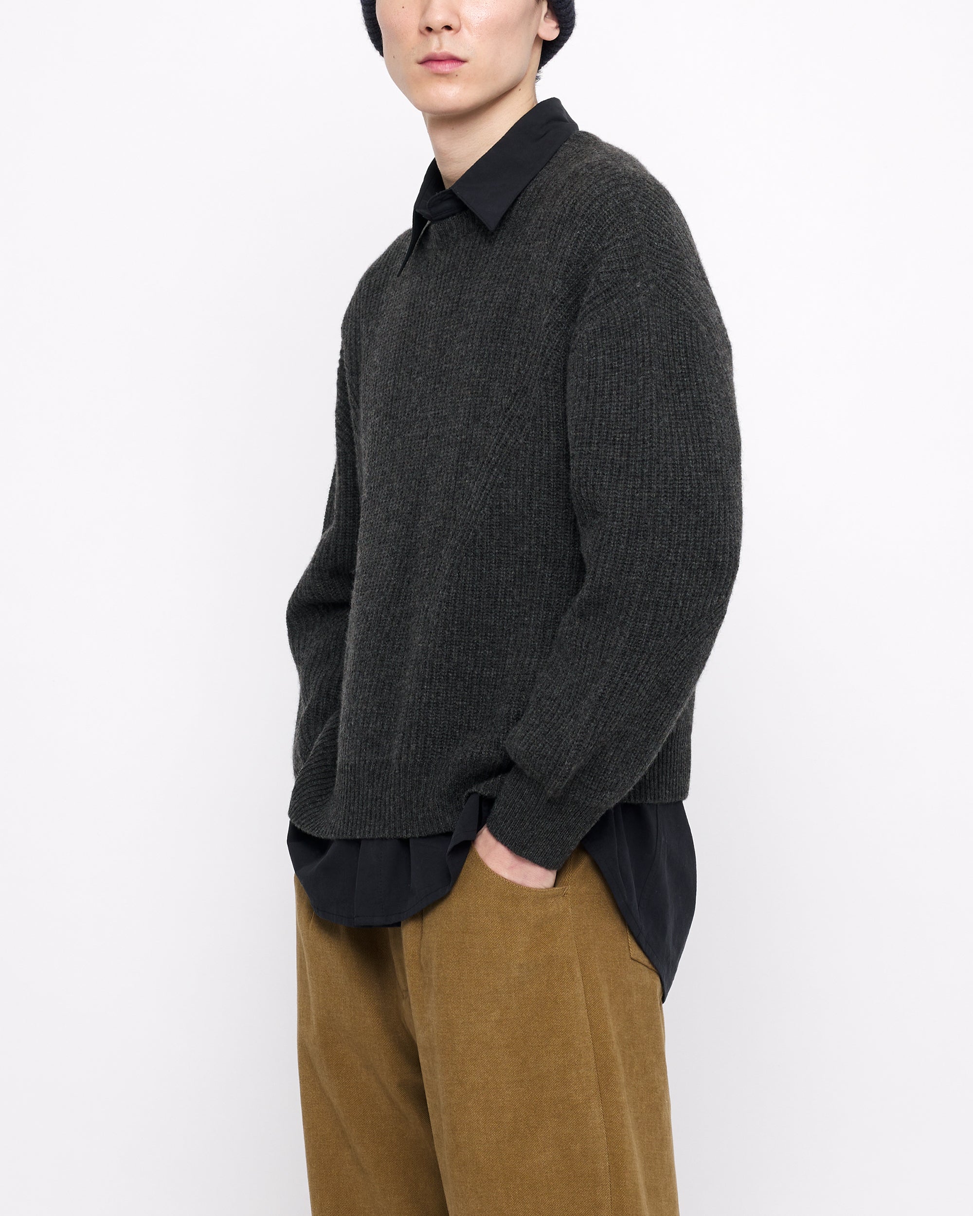 Signature Yak Poet Sweater - Charcoal