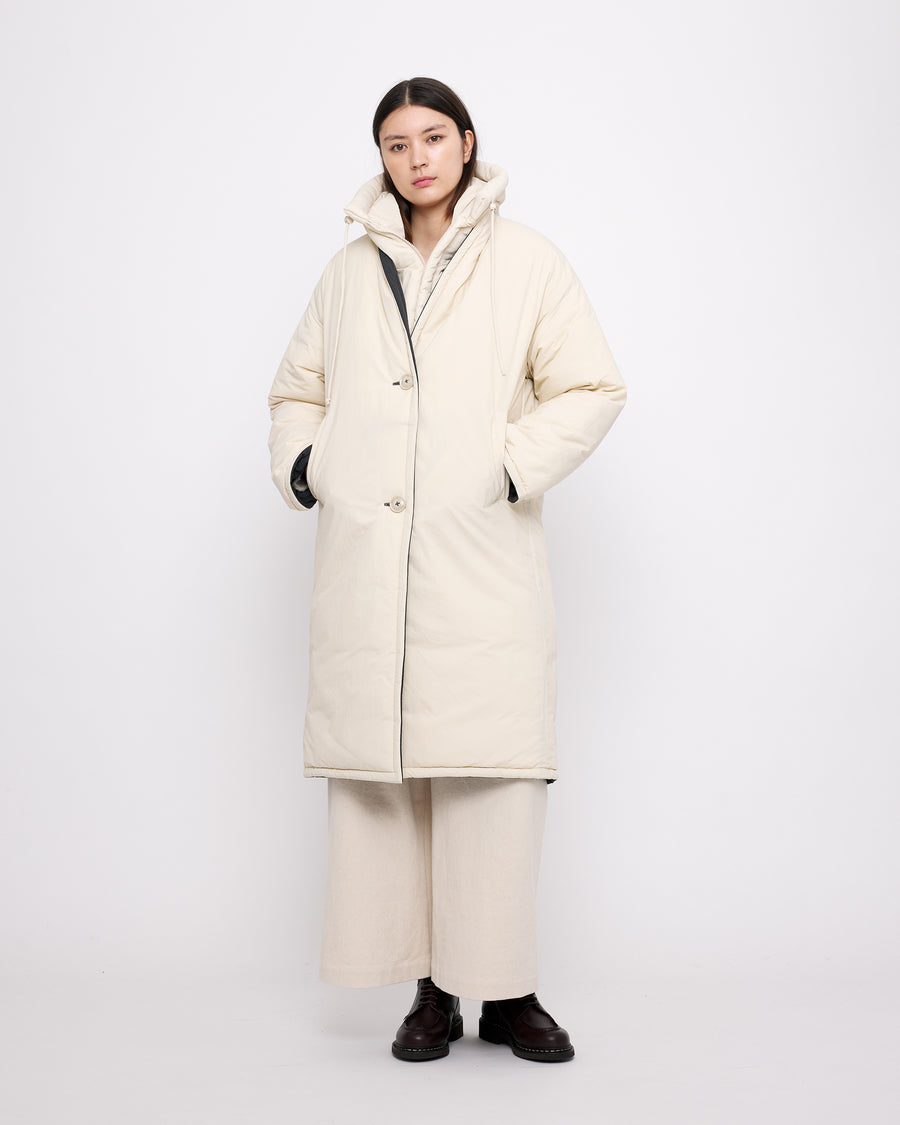 Reversible Quilted Coat - FW24 - Navy Gray/Off-White