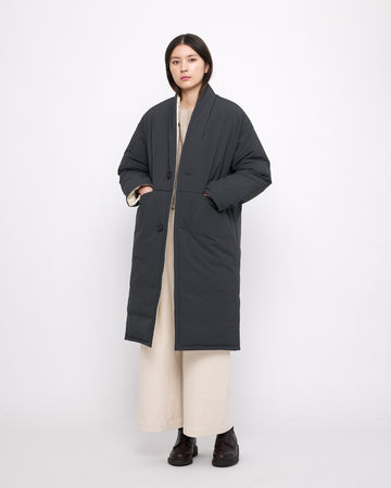 Reversible Quilted Coat - FW24 - Navy Gray/Off-White