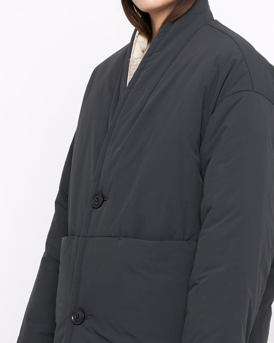 Reversible Quilted Coat - FW24 - Navy Gray/Off-White