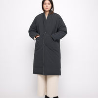 Reversible Quilted Coat - FW24 - Navy Gray/Off-White