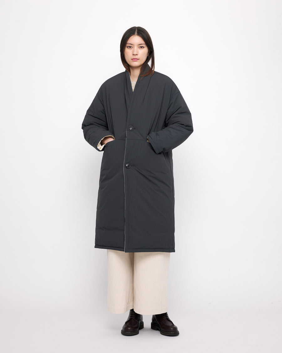 Reversible Quilted Coat - FW24 - Navy Gray/Off-White