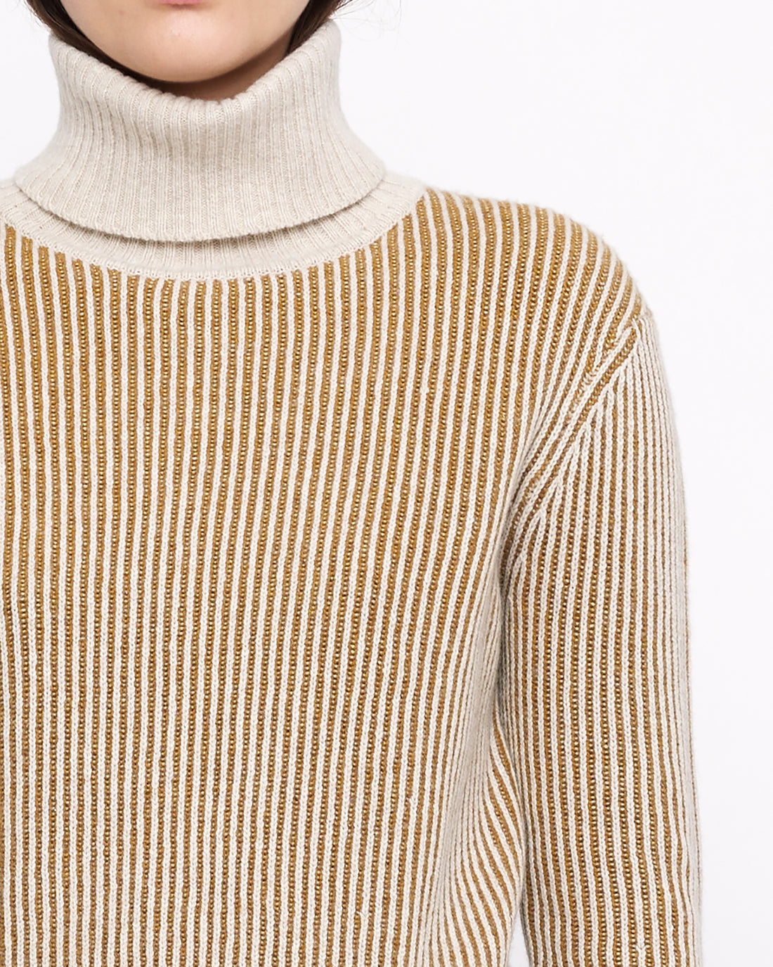 Striped Cropped Turtleneck - FW24 - Mustard Stripes