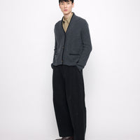 V-Neck Pockets Trimmed Cardigan - FW24 - Gray (Black)