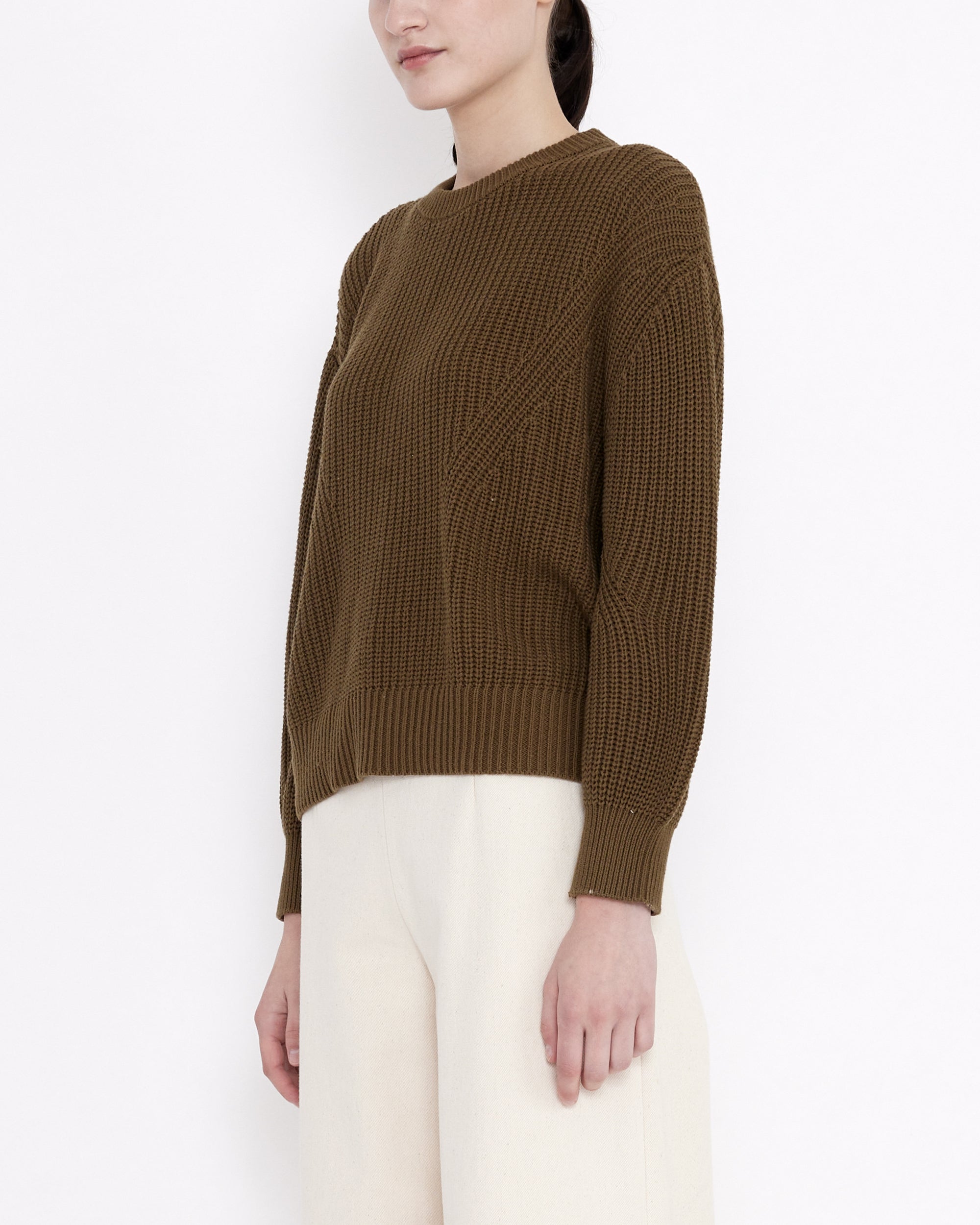 Organic Cotton Poet Sleeves Sweater - FW23 - Kelp