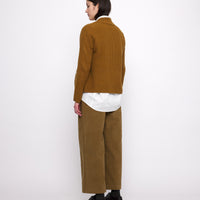 V-Neck Pockets Trimmed Cardigan - FW24 - Mustard (White Dove)