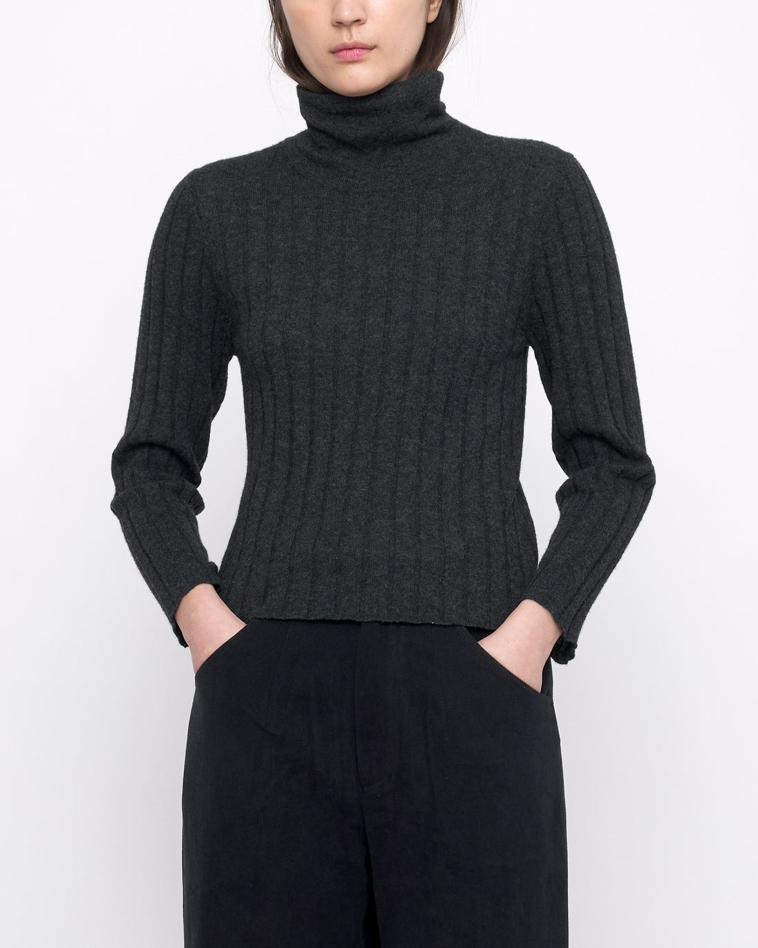 Yak Ribbed Roll-Neck - FW24 - Charcoal