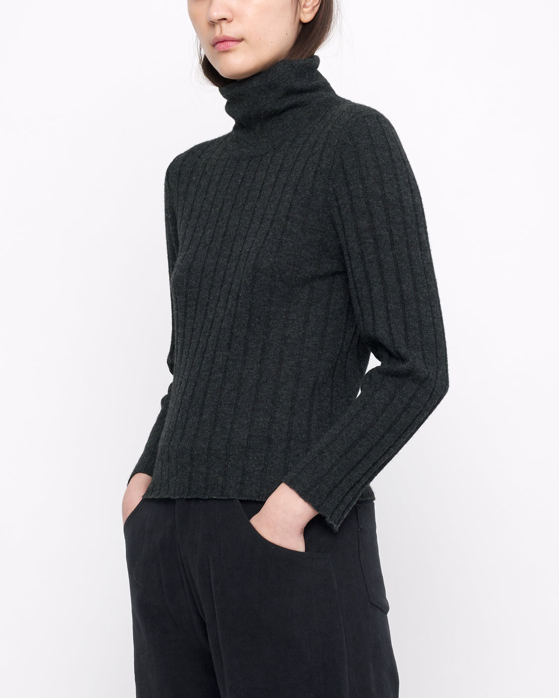 Yak Ribbed Roll-Neck - FW24 - Charcoal