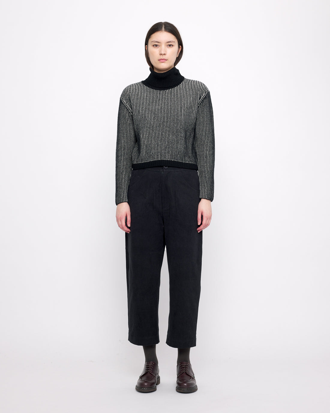 Striped Cropped Turtleneck - FW24 - Black Stripes