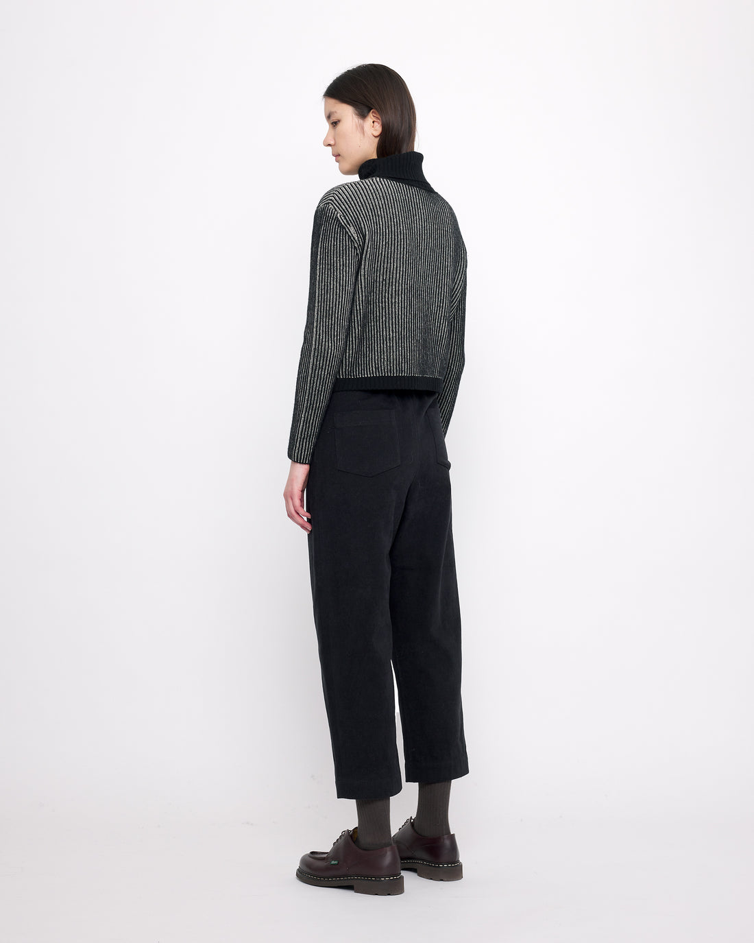 Striped Cropped Turtleneck - FW24 - Black Stripes