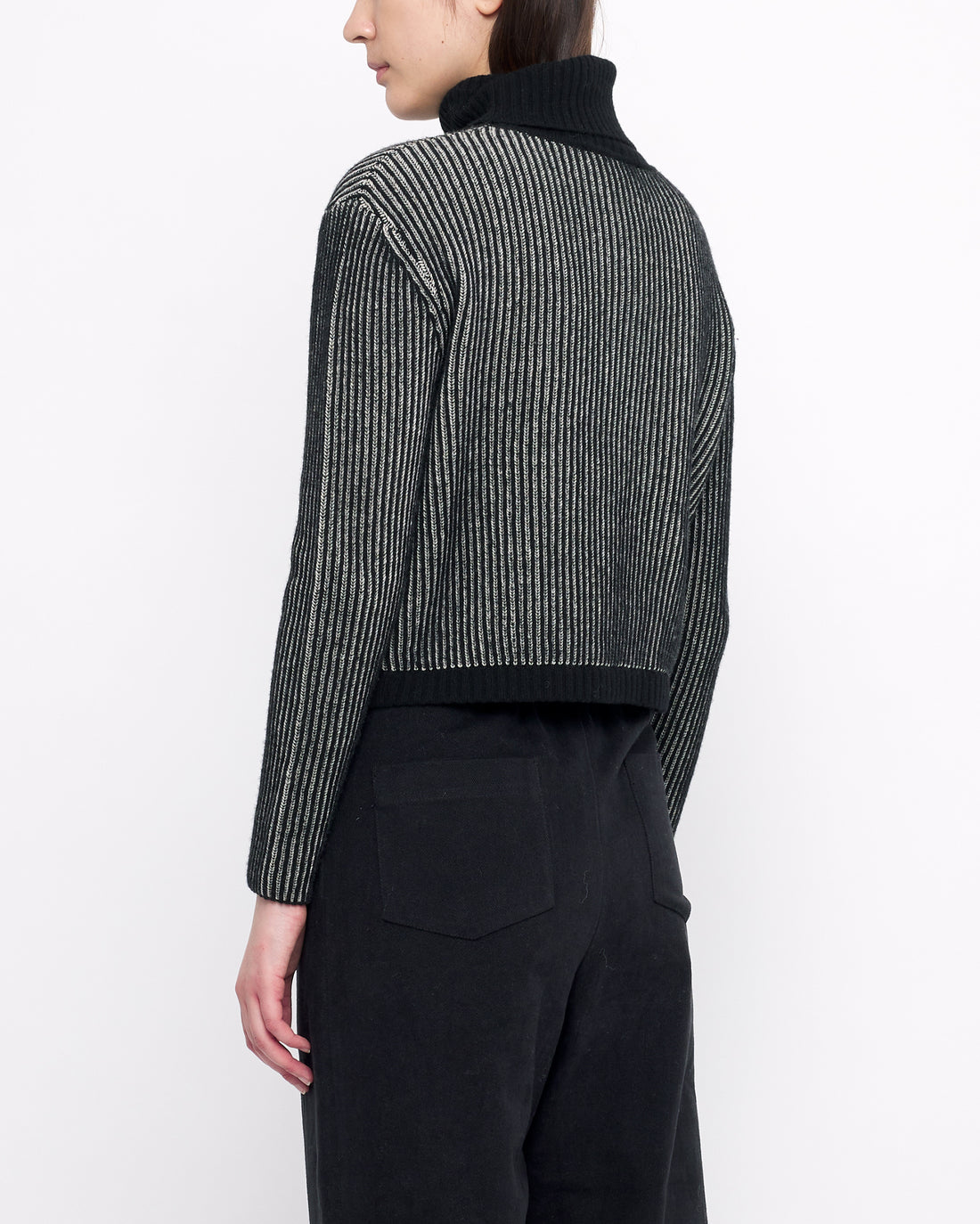 Striped Cropped Turtleneck - FW24 - Black Stripes