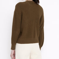 Organic Cotton Poet Sleeves Sweater - FW23 - Kelp