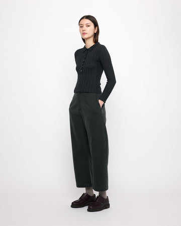 Sand-Washed Tailored Curve Legged Trouser - FW24 - Washed Black