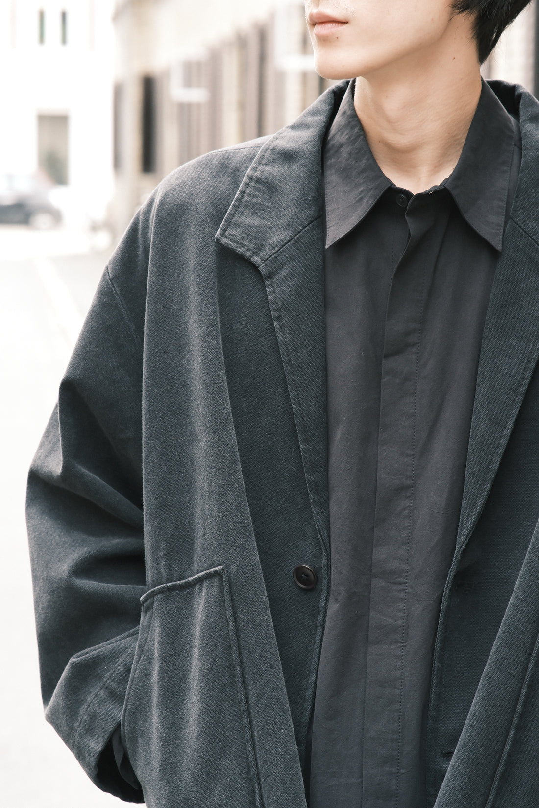 Lapel Short Coat - SS26 - Washed Black