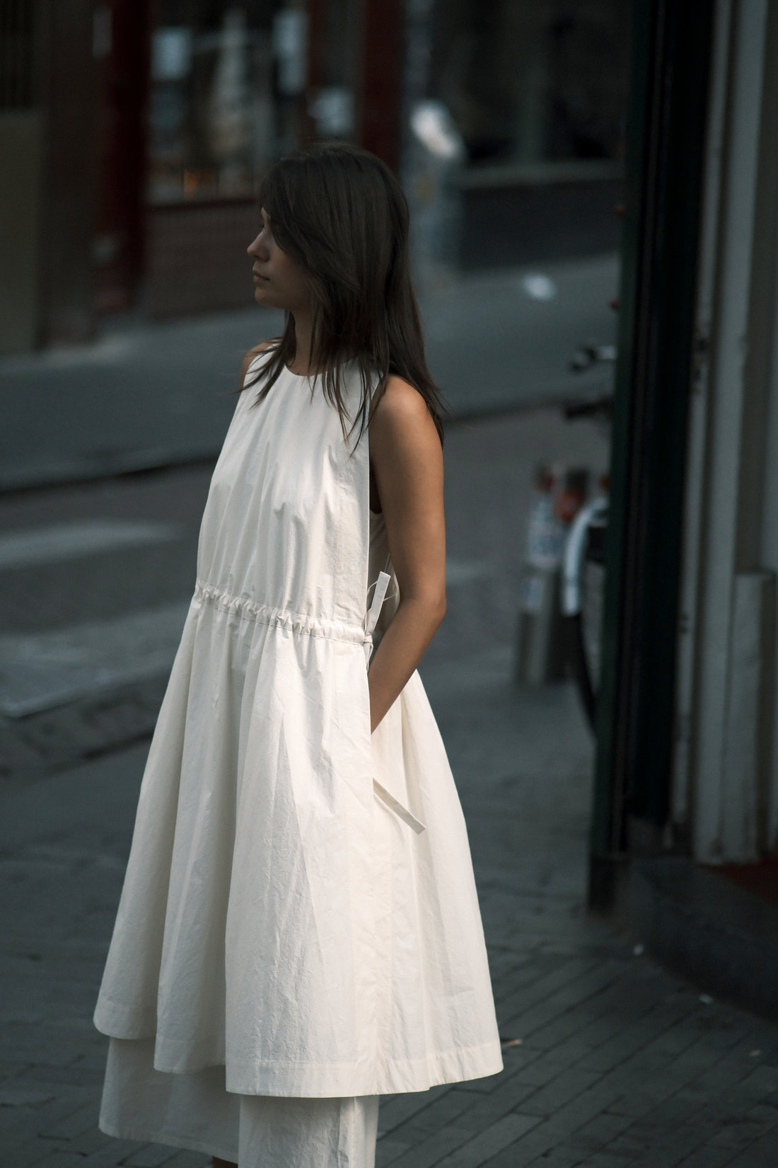 Papery Layered Dress - SS26 - Rice White
