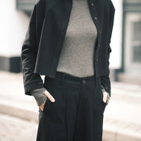 Signature 3/4 Cropped Shirt Jacket - Brushed Canvas Edition - Black
