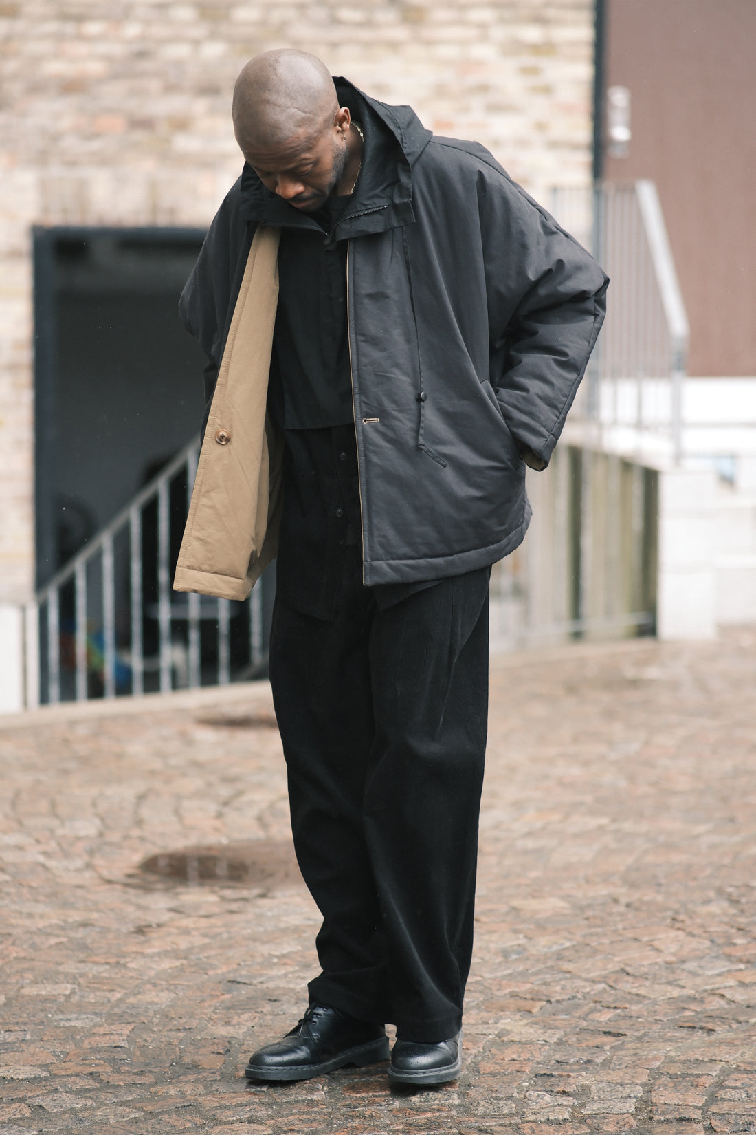 Reversible Padded Blazer - FW26 - Charcoal & Tan