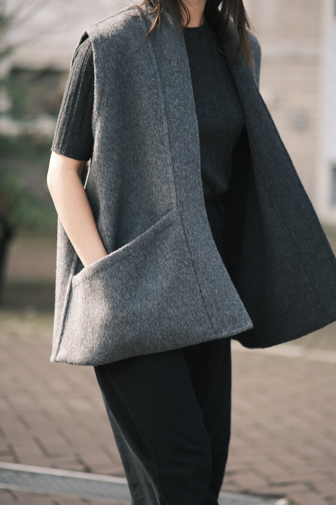 Reversible Wool Vest - FW26 - Charcoal & Gray