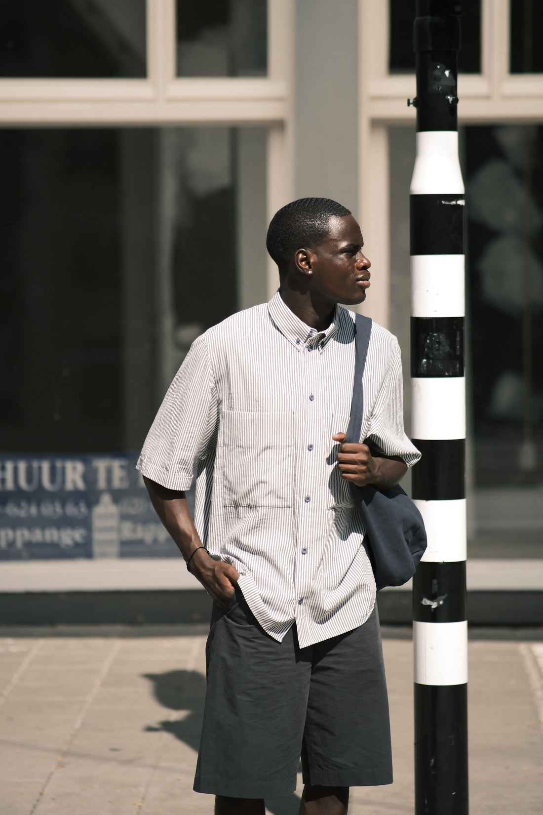 Striped Double Pockets Shirt - SS26 - Navy Stripes
