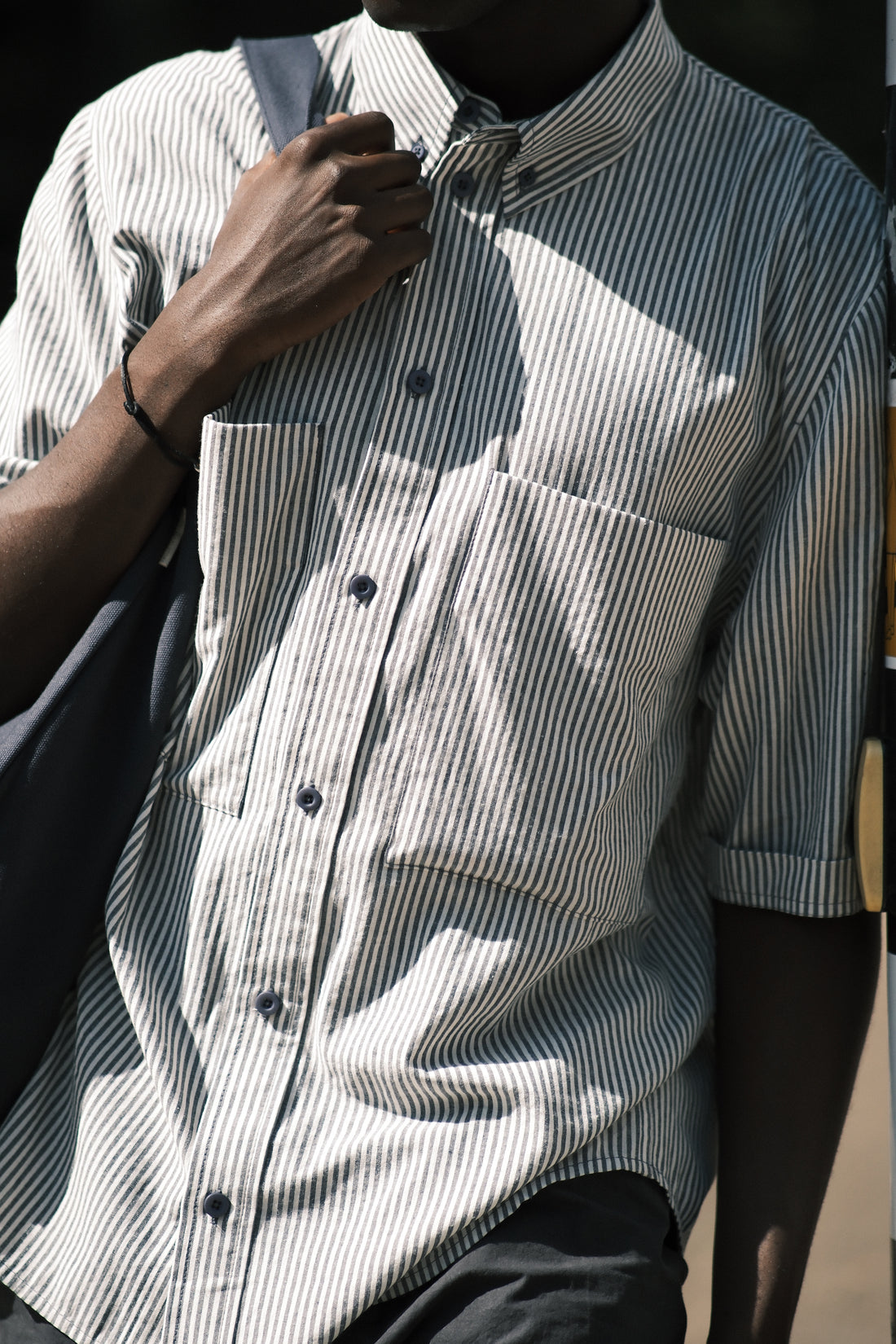Striped Double Pockets Shirt - SS26 - Navy Stripes