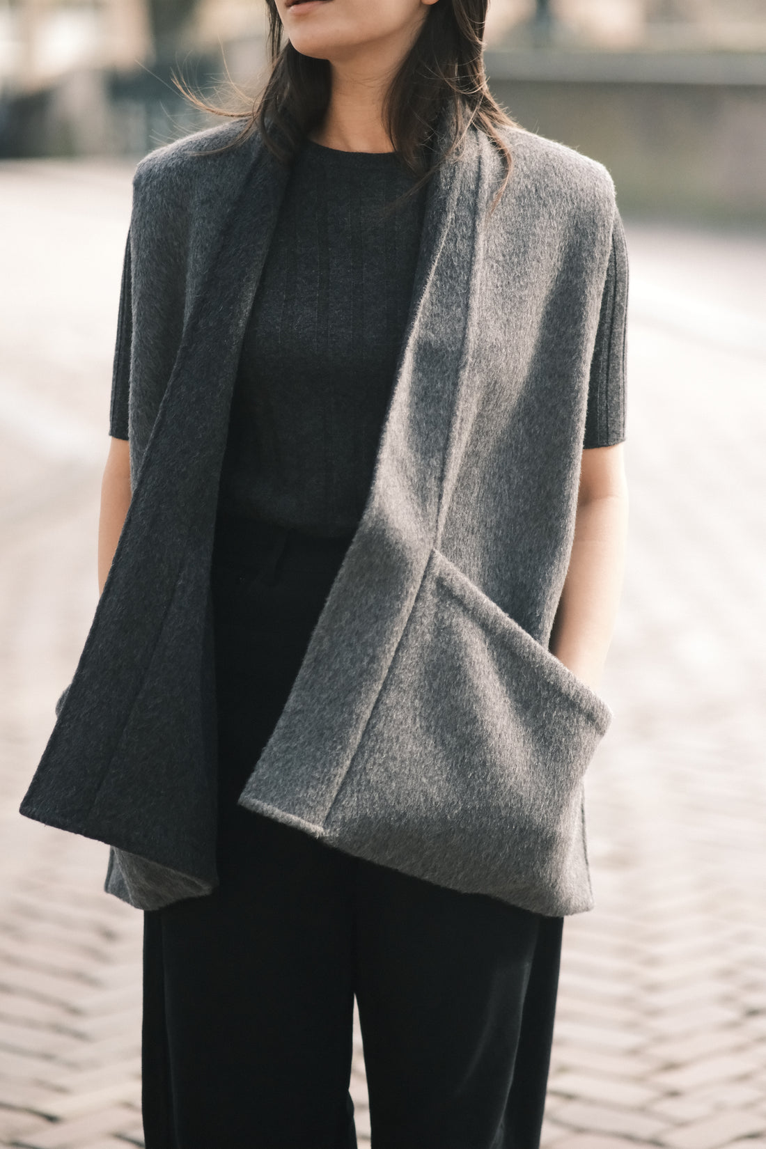 Reversible Wool Vest - FW26 - Charcoal & Gray