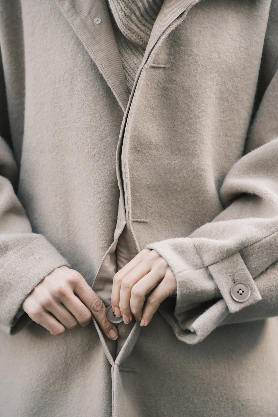Cuffed Wool Coat - FW25 - Desert Sand