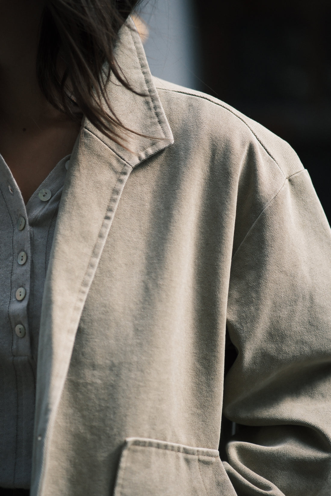 Lapel Short Coat - SS26 - Washed Tan