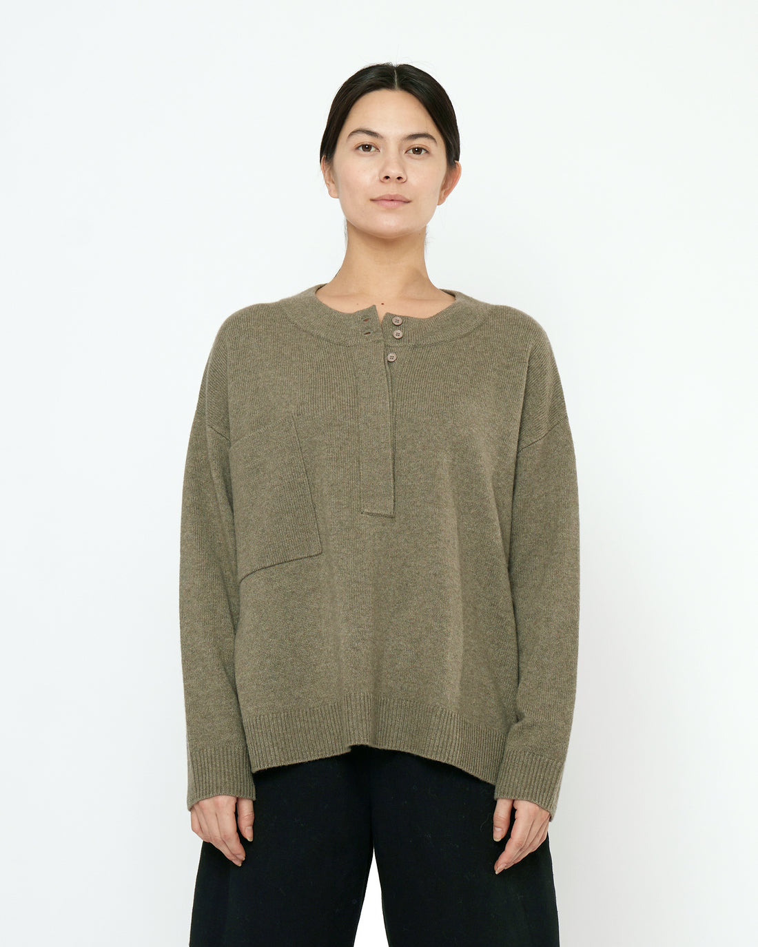 Relaxed Pocket Sweater - FW25 - Sage Gray