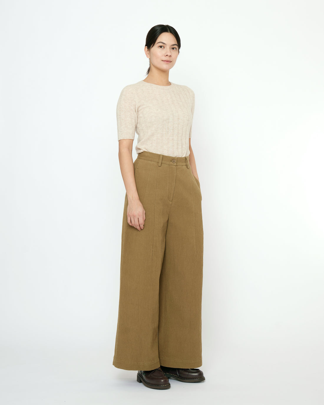 Ribbed Short Sleeves - FW25 - Sand Beige