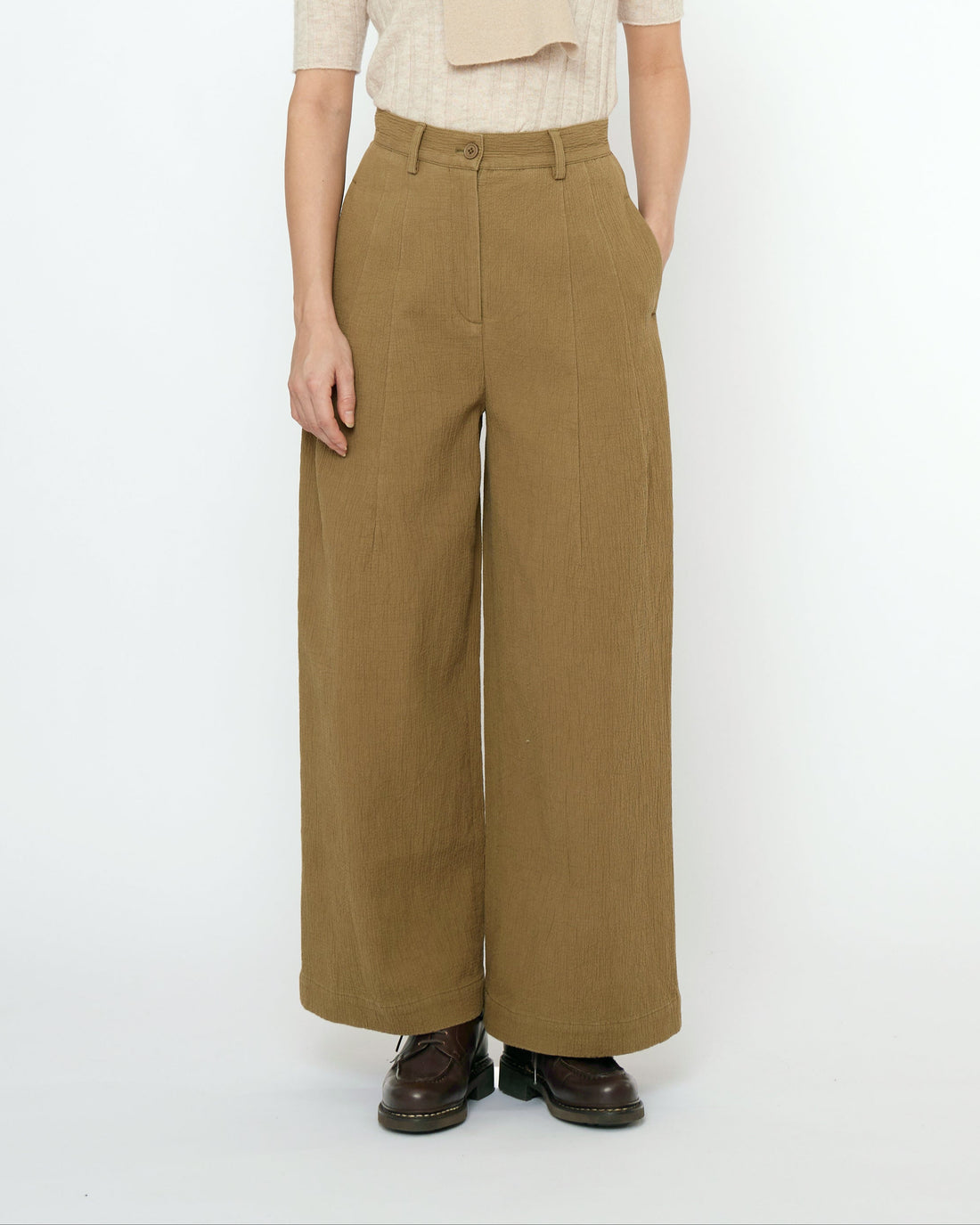Textured Wide-Legged Skate Trouser - FW25 - Kelp