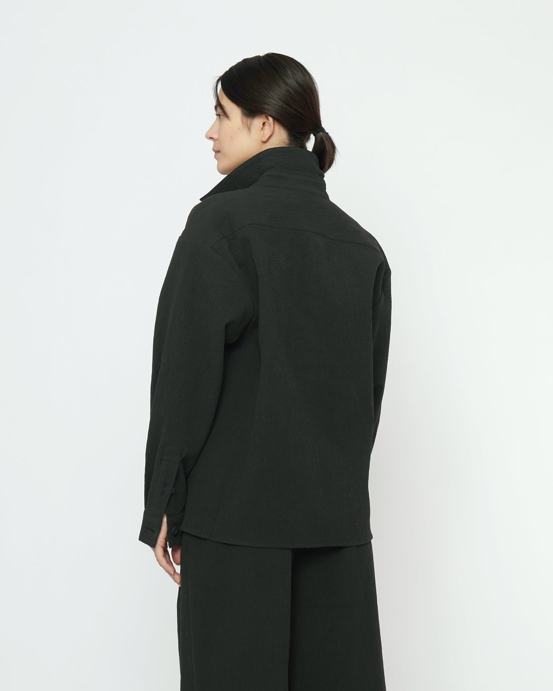 Textured Flat Hem Shirt - FW25 - Black