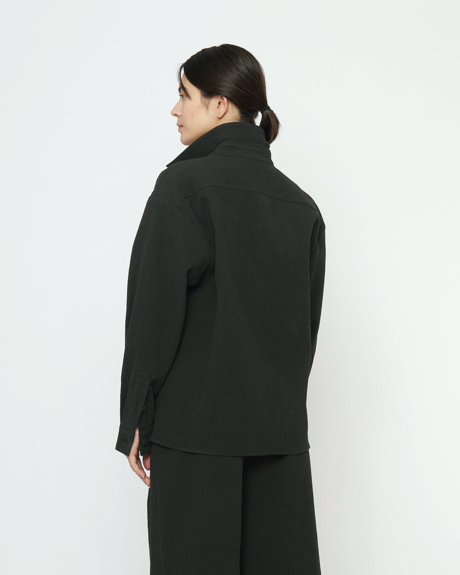 Textured Flat Hem Shirt - FW25 - Black