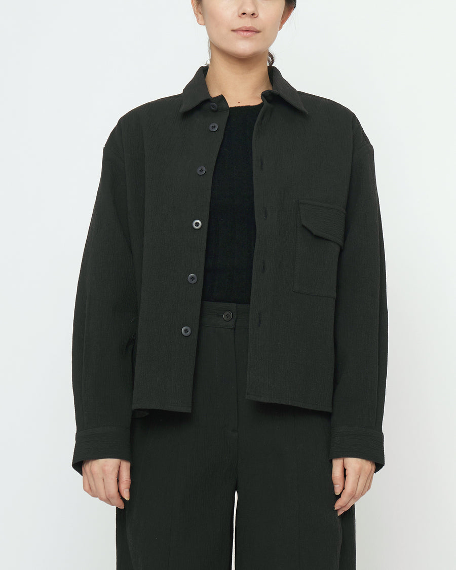 Textured Flat Hem Shirt - FW25 - Black