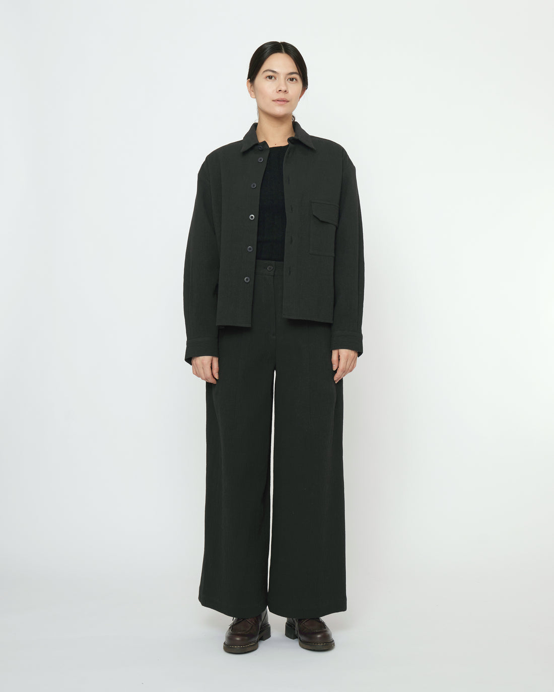 Textured Flat Hem Shirt - FW25 - Black