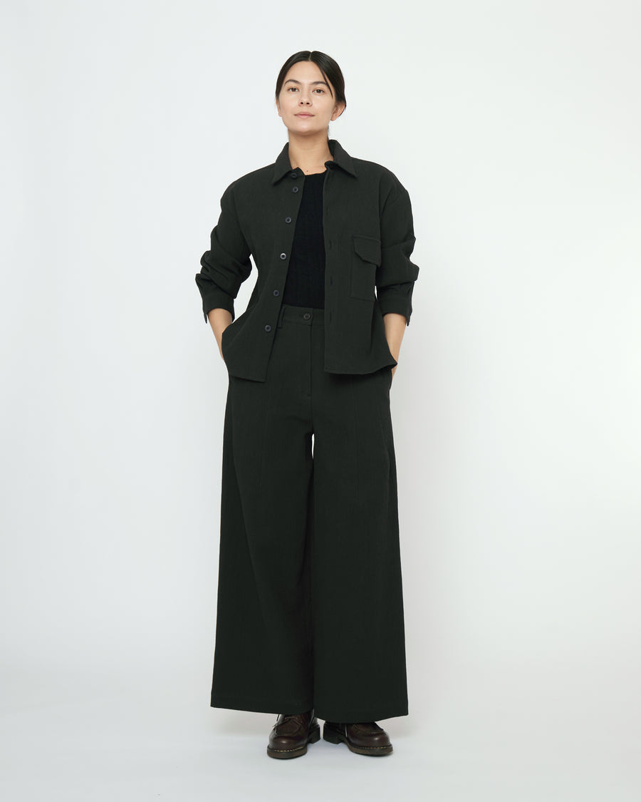 Textured Flat Hem Shirt - FW25 - Black