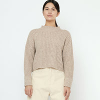 Striped Ribbed Mockneck - FW25 - Taupe Sand