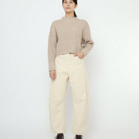 Striped Ribbed Mockneck - FW25 - Taupe Sand