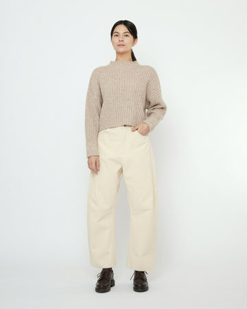 Striped Ribbed Mockneck - FW25 - Taupe Sand